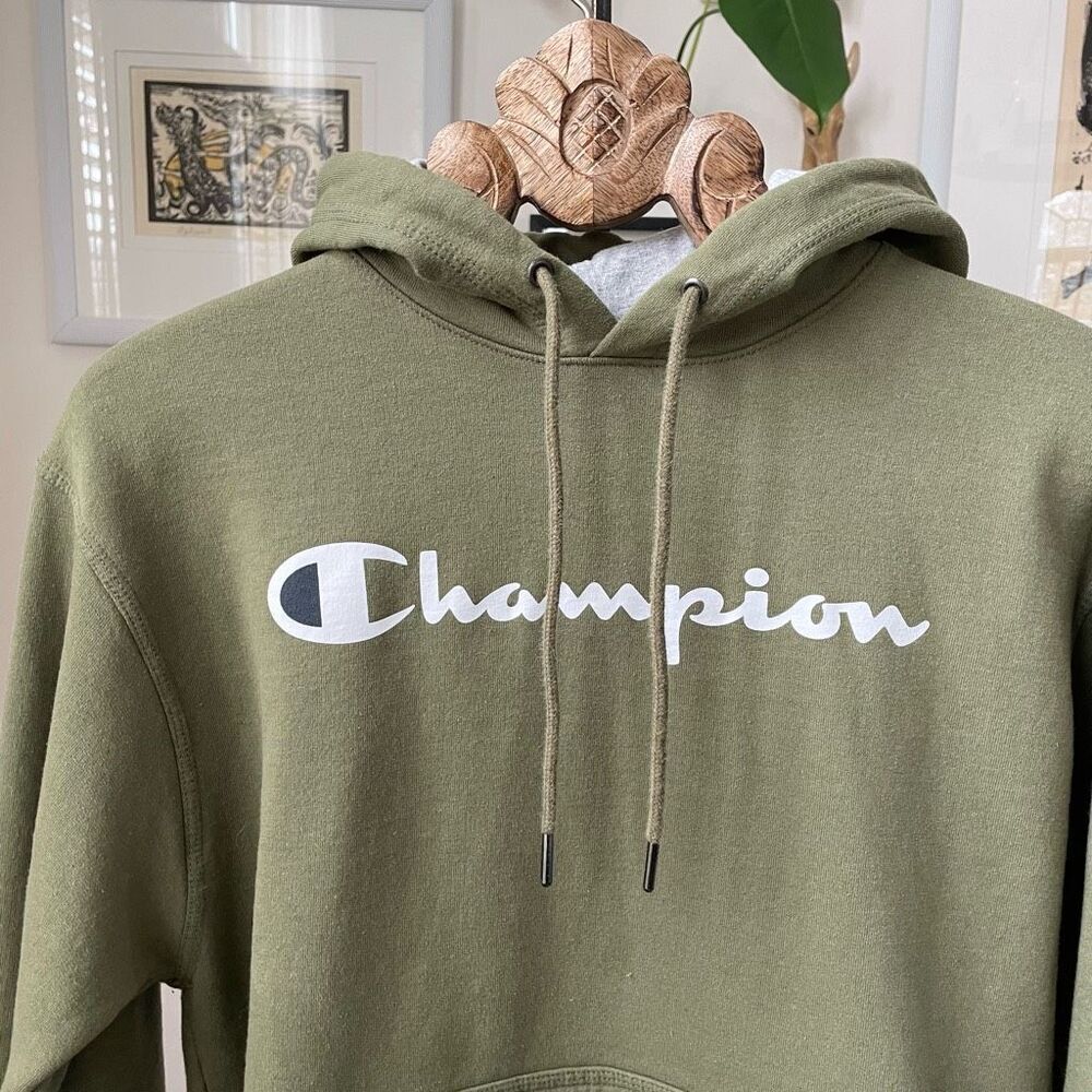 Champion Olive Green Pullover Hoodie Sweatshirt M
